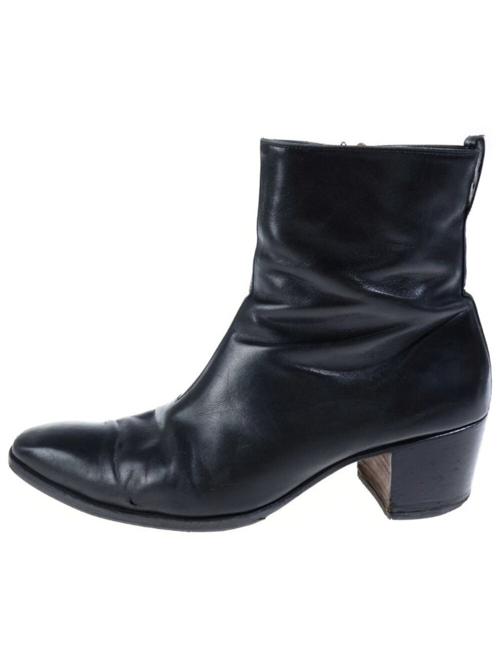 Saint Laurent Rive Gauche Johnny Soft Leather Heels Boots Black